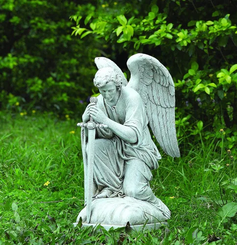 Miniatura 2 de Joseph's Studio by Roman Inc., Ángel masculino arrodillado, colección de jardín, estatua religiosa, monumento, ángel, patrón, decoración de jardín