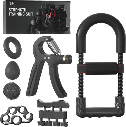 Kit de fortalecimiento de agarre de mano, juego definitivo para entrenamiento de antebrazo, entrenador de fuerza de agarre ajustable, pelota de