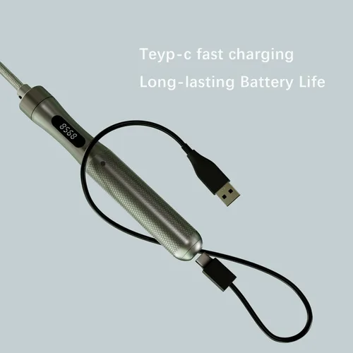 Miniatura 3 de Cuerda de saltar inteligente con contador, pantalla LCD, asas de aluminio, cable de acero revestido de PVC ajustable (118 pulgadas), carga tipo C