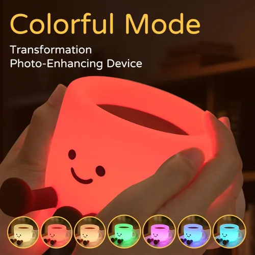 Miniatura 3 de QANYI Luz nocturna para taza de café, regalos para amantes del café, lámpara nocturna recargable regulable que cambia de color, lámpara
