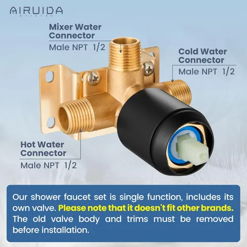 Miniatura 2 de Airuida Juego de Grifería de Ducha Sistema de Ducha de Lluvia para Baño SUS304 Acero Inoxidable Mango Único Con Roscas Macho Válvula de Instalación