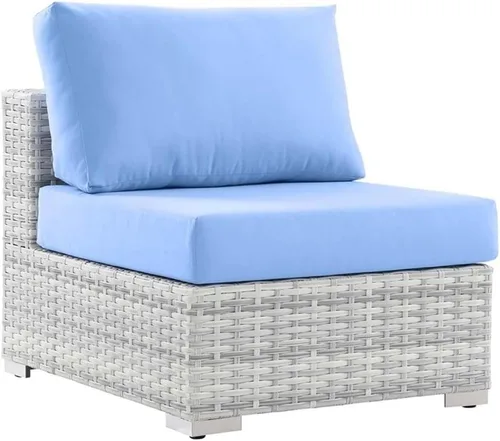 Miniatura 29 de Modway Convene - Otomana rectangular de mimbre para patio al aire libre, color gris claro