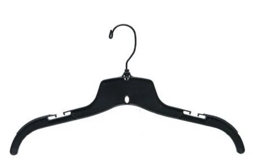 NAHANCO 25500BHMG - Percha de plástico para camisa/vestido con gancho giratorio negro y hombros antideslizantes moldeados, peso pesado, 17 pulgadas,