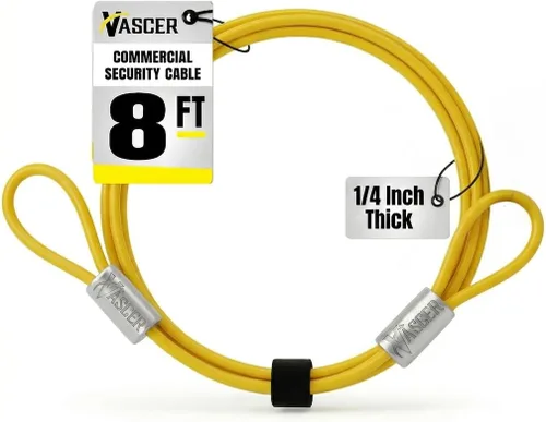 Miniatura 15 de Vascer Cable de seguridad antirrobo de acero galvanizado trenzado de alta resistencia comercial con extremos en bucle.