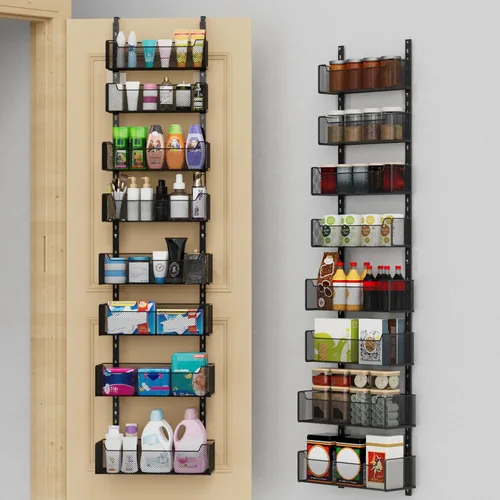 Miniatura 11 de VyGrow Organizador Sobre la Puerta, Organizador de Puerta de Metal Colgante con 5 Cestas Ajustables y Gancho para Abrigos, Almacenamiento Detrás