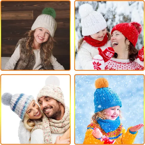 Miniatura 6 de BQTQ 36 Piezas Pompones de Piel Sintética de Conejo con Lazo Elástico DIY Pompón Esponjoso para Sombreros Gorros Zapatos Bufandas Guantes Bolsas