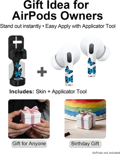 Miniatura 8 de RockMax Funda para AirPods 4, bonita calcomanía para AirPods 4ª generación, compatible con funda de mariposa AirPod 2024, envoltura de tatuaje