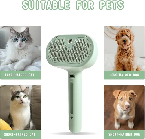 Miniatura 3 de Cepillo en aerosol para gatos para derramar – Cepillo de agua para gatos y perros con vapor – Peine de depilación de mascotas con tanque de agua