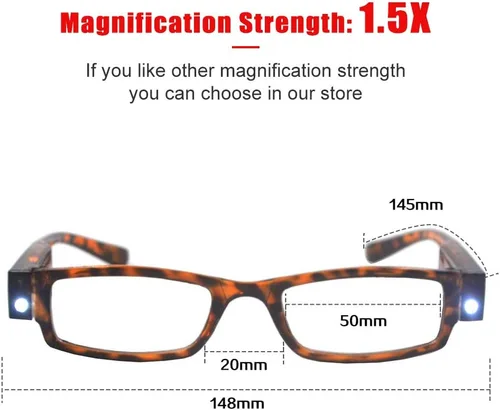 Miniatura 2 de Gafas de lectura con luces LED lectores con luces Lector de lupa +59.1 in