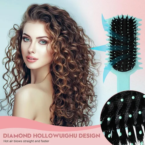 Miniatura 5 de Paquete de 1 cepillo desenredante para ondas y bobinas, reduce el encrespamiento y la rotura, define rizos y añade volumen, mango ergonómico