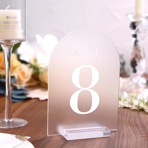 Miniatura 8 de UNIQOOO 20 carteles de mesa de arco esmerilado de acrílico de 5 x 7 pulgadas para bodas, 1/8 pulgadas de grosor, hoja de letrero de arco en blanco
