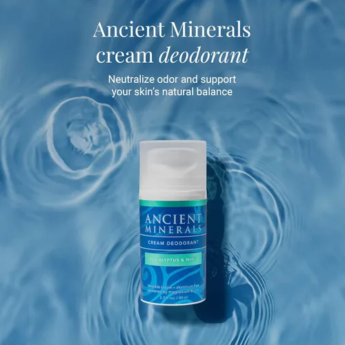 Miniatura 2 de Ancient Minerals Crema desodorante natural, aroma a eucalipto y menta, sin aluminio, desodorante vegano para mujeres y hombres con magnesio, zinc