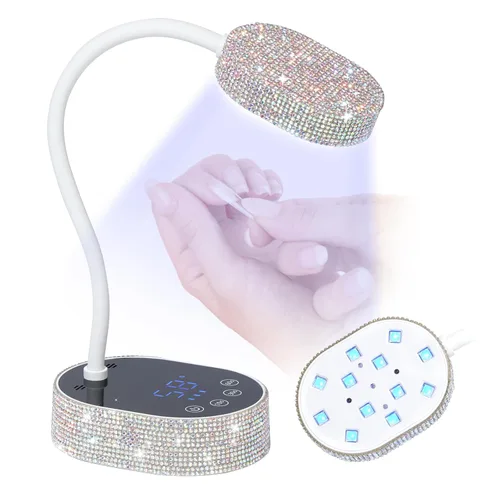 Miniatura 13 de SAVILAND Lámpara de uñas LED UV – Mini lámpara de uñas LED para uñas de gel con clip de sujeción, luz LED giratoria para uñas para curar esmalte