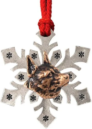 Miniatura 27 de Adorno navideño para colgar en la cabeza de collie con borde de peltre antiguo hecho a mano para decorar coronas y árboles de Navidad del hogar