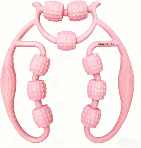 Beatchic Masajeador de cuello con rodillo muscular y piernas para circulación y alivio del dolor con bola de masaje, herramientas de masaje corporal