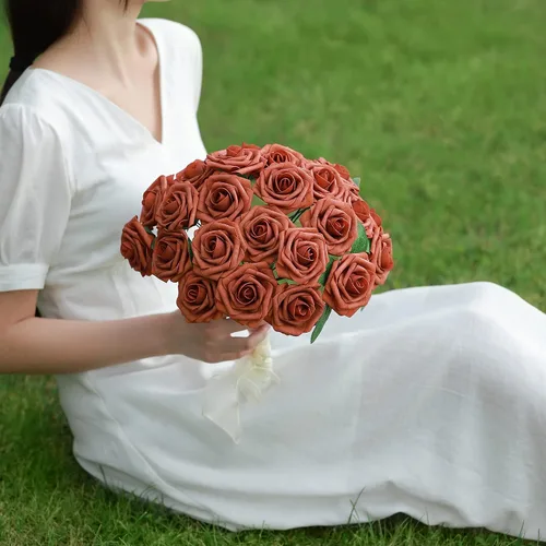 Miniatura 6 de Juego de flores artificiales, flores falsas para bricolaje, centros de mesa para bebé, ramo de novia, ramo de boda, arreglos de flores, velas