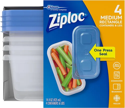 Ziploc Contenedores reutilizables para almacenamiento de alimentos y preparación de comidas, para organización de cocina, Tecnología Smart Snap,