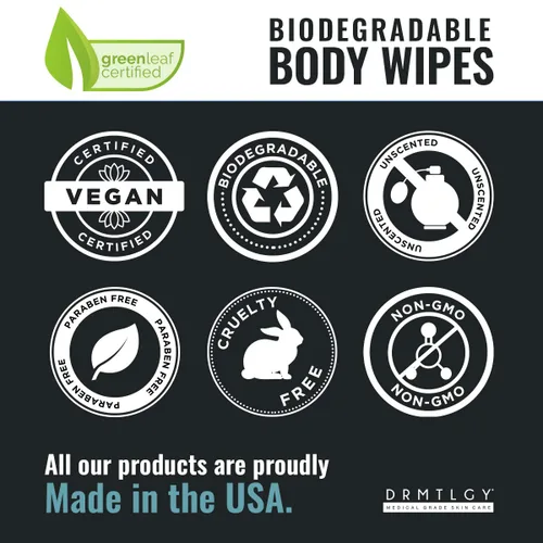 Miniatura 8 de DRMTLGY Toallitas de ducha para cuerpo y cara para mujeres y hombres, 45 toallitas. Toallitas de limpieza XTRA grandes biodegradables sin enjuague
