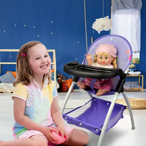 Miniatura 7 de Anivia Silla alta de muñeca de bebé, silla alta de juguete para muñeca de bebé (DH010-PURPLE)