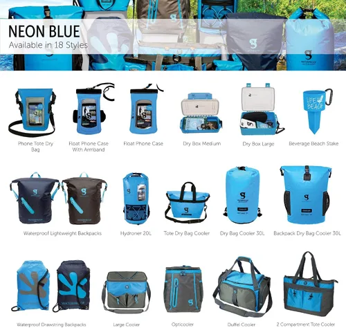 Miniatura 4 de geckobrands Mochila impermeable de 30 litros, bolsa seca ligera y plegable, azul marinoazul neón