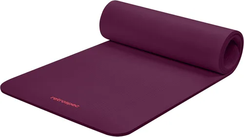 Retrospec Solana - Esterilla de yoga de 1/2 pulgada de grosor con correa de nailon para hombres y mujeres, tapete de ejercicio antideslizante para