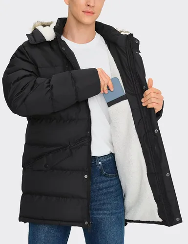Miniatura 2 de Abrigo largo de invierno para hombre, con capucha, forro polar cálido y resistente al agua