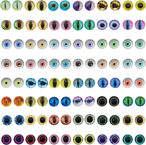 Miniatura 5 de JJG QAZ - 120 piezas (60 pares) de cristal redondo de cristal mixto de 0.236 pulgadas (60 pares) de ojo de dragón ojo de dragón ojo de gato