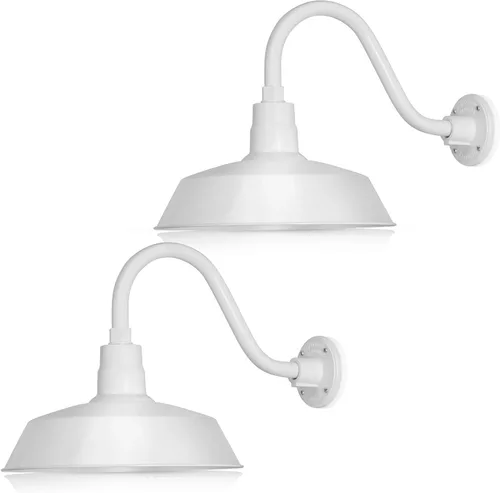 Miniatura 17 de 14 pulgadas. RLM Warehouse - Pantalla con brazo de cuello de cisne y bombilla Led A19 5000K de 9W Galvanizado (paquete de 2)