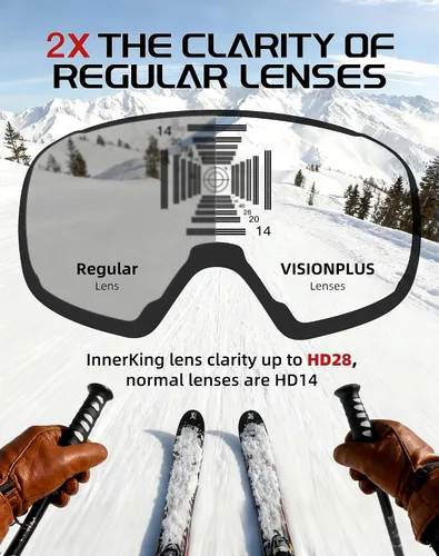 Miniatura 3 de Innerking OTG - Gafas de esquí aprobadas por SGS, para usar sobre gafas de nieve, snowboard, invierno, antivaho para adultos, jóvenes, hombres