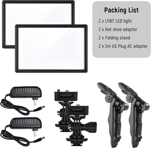 Miniatura 6 de VILTROX 2 juegos de lámpara de luz LED de fotografía con bicolor 3300K-5600K, pantalla LCD HD, CRI 95 para DSLR mesa estudio fotográfico