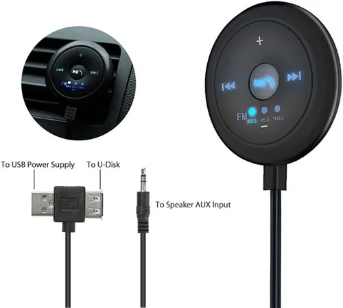 Miniatura 7 de Reproductor de MP3 para coche Receptor transmisor FM inalámbrico manos libres llamada función de memoria TF tarjeta U disco AUX Player