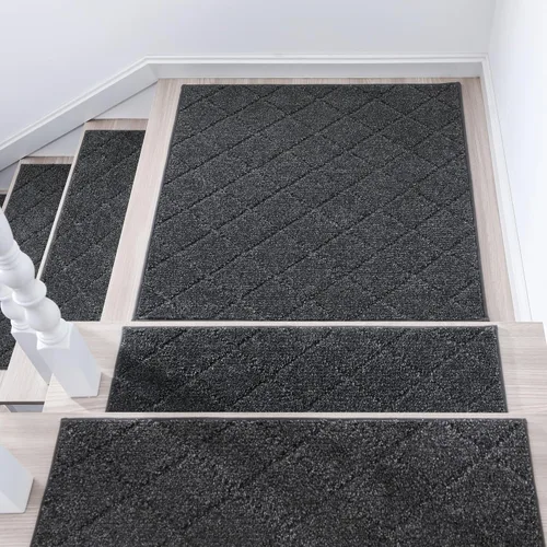 Miniatura 13 de COSY HOMEER - Alfombra antideslizante para esquinas de peldaños interiores, alfombras de escaleras para despegues resistentes al deslizamiento