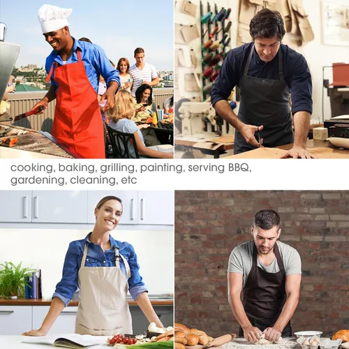 Miniatura 6 de Delantal ajustable con 2 bolsillos para hombres y mujeres, chef cocina cocina