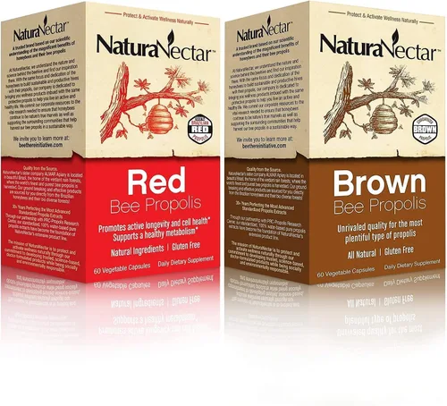 NaturaNectar Paquete de propóleo de abeja natural, propóleos rojos y propóleos marrones, para apoyo inmunológico, salud respiratoria y metabolismo