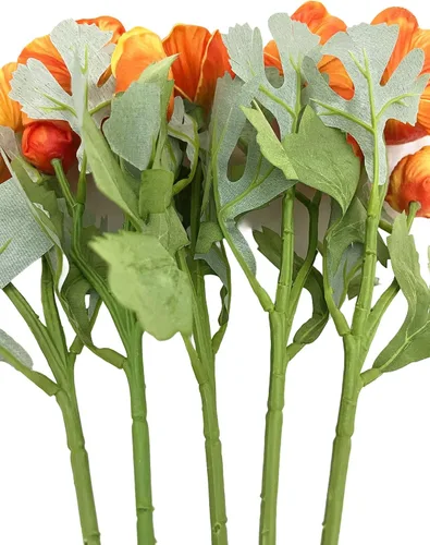 Miniatura 4 de Ramo de flores de anémona artificial de tacto real, 5 uds, decoración para el hogar (naranja)