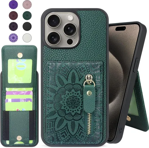 Miniatura 9 de Harryshell Funda compatible con iPhone 13 Pro Max con ranuras para tarjetas [capacidad para hasta 6 tarjetas] Función de soporte, bolsillo