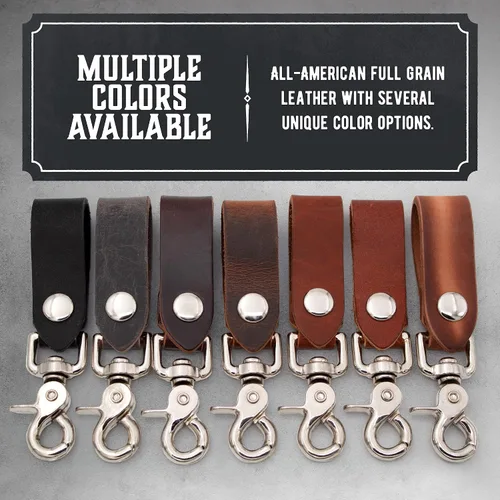 Miniatura 3 de Main Street Forge Llavero de cuero de grano completo para hombre Hecho en Estados Unidos Hecho a mano Llavero de lujo Valet