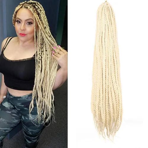 Miniatura 11 de 6 paquetes de trenzas de ganchillo de caja, cabello sintético pre-anillado, trenzas de ganchillo de caja, trenzas de ganchillo de 22 pulgadas