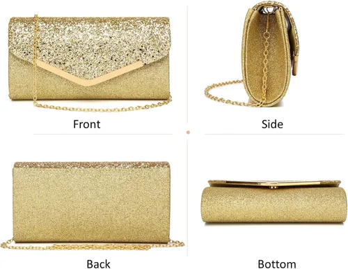 Miniatura 3 de Bolso de mano brillante para mujer, bolso de noche con cristales de estrás, bolso de noche con purpurina brillante para mujer, boda, fiesta, baile