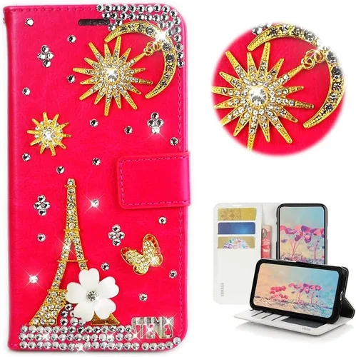 Miniatura 10 de Bling - Funda tipo cartera para teléfono compatible con Samsung Galaxy Z Fold 3 5G, elegante, hecha a mano en 3D con cristales y mariposas