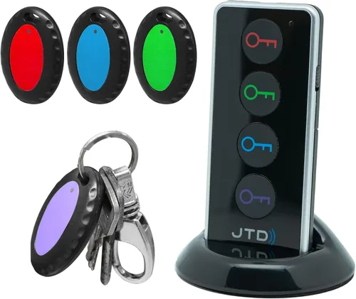 Miniatura 8 de JTD Localizador de llaves con sonido, buscador remoto – 2 receptores, 1 llavero de seguimiento de coche, 85 dB de ruido, rastreador de rango de 131