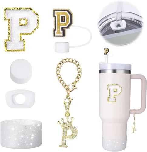 Miniatura 19 de Mity Rain Set de 6 piezas de accesorios para taza para Stanley de 30 oz y 40 oz con asa, tapa para pajita, dije con iniciales de taza, bota