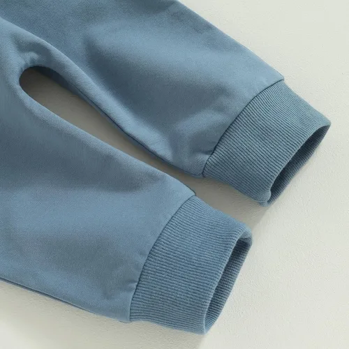 Miniatura 6 de Conjunto de 2 piezas de sudadera con estampado de letras y cuello redondo para bebé niño