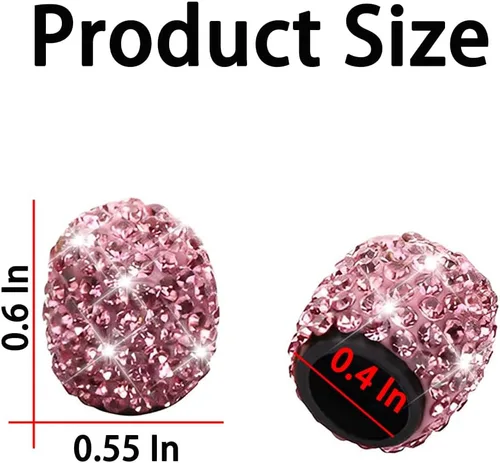 Miniatura 2 de Osilly Tapas de vástago de válvula de neumático de automóvil con brillos, 4 piezas con diamantes de imitación de cristal, cubierta protectora