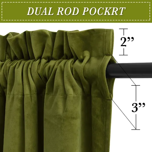 Miniatura 186 de RYB HOME Cortinas opacas de terciopelo para dormitorio, aislamiento térmico, privacidad, luz solar, bloqueo de calor, cortinas lujosas con bolsillo