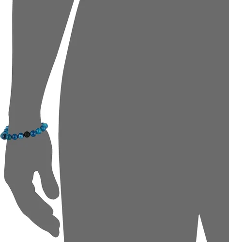 Miniatura 5 de Pulsera elástica con cuentas de ágata azul pulido y ónix mate para hombre (0.413 in de ancho), talla única, Microfibra, ágata azul