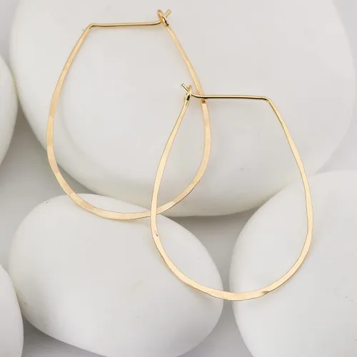 Miniatura 130 de Aretes de aro finos martillados, elegantes plata esterlina geométrica sólida, relleno de oro y relleno de oro rosa; para mujer por Lotus Stone