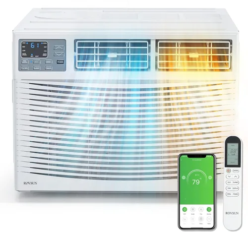 ROVSUN - Aire acondicionado para ventana de 8000 BTU con calefacción, unidad de aire acondicionado y calentador combo con aplicación y control