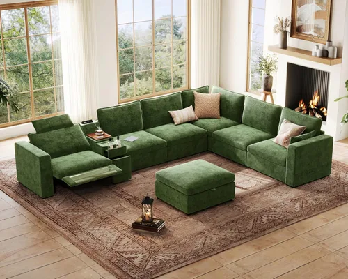 Miniatura 38 de Sofá reclinable eléctrico de 102.8 pulgadas con reposacabezas, sofá reclinable modular Cloud de gran tamaño con mesa, cajón de almacenamiento, Blanco