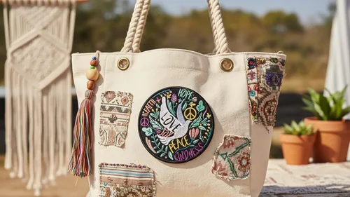 Miniatura 4 de PatchClub Parche colorido Peace Love Patch – Plancha/Coser – Bonito aplique para chaquetas, jeans, ropa, mochilas, bolsas de mano, colcha